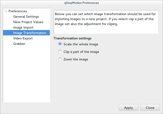 Image transformation preferences